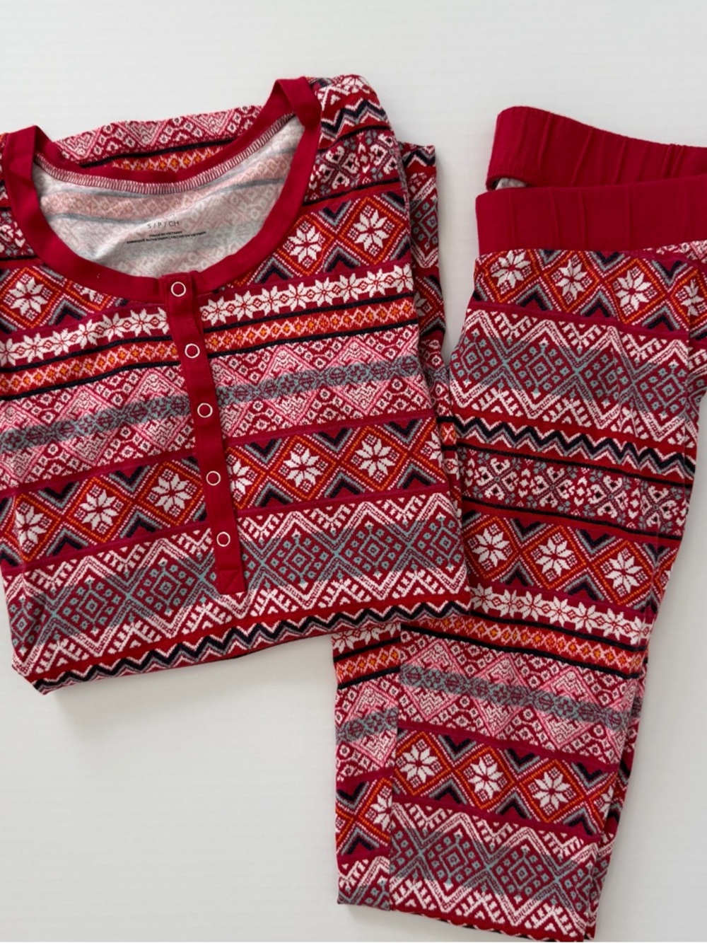Motherhood Red Fair Isle Women’s Pajama Set